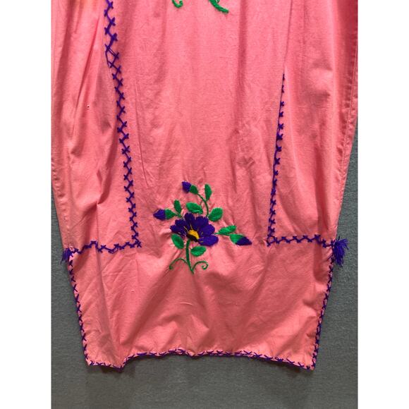 Vintage 70s Mexican Oaxaca Embroidered Maxi Dress Fits Size S/M See Measurement - Picture 4 of 10